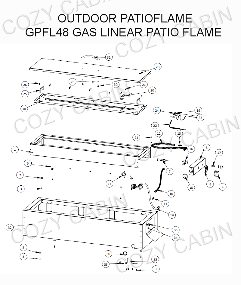 Patioflame Outdoor Gas Linear Patio Flame (GPFL48) #GPFL48